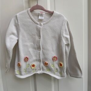 Gymboree 3T Off White Girls Button Down Sweater with Floral Embellishments